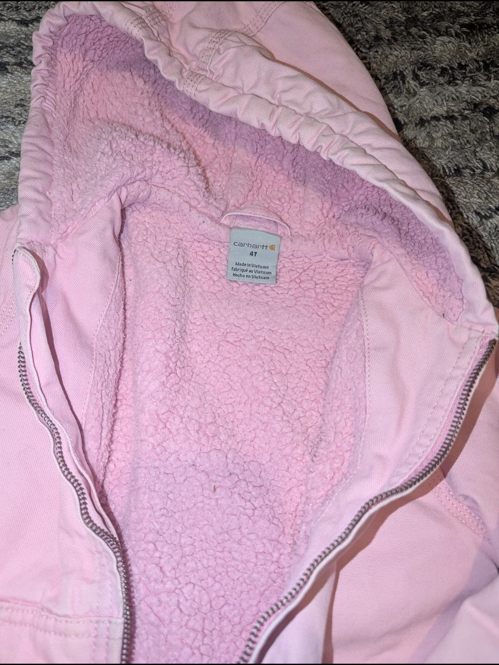 Carhartt Girls' Pink Hooded Jacket - Cozy Zip Front
